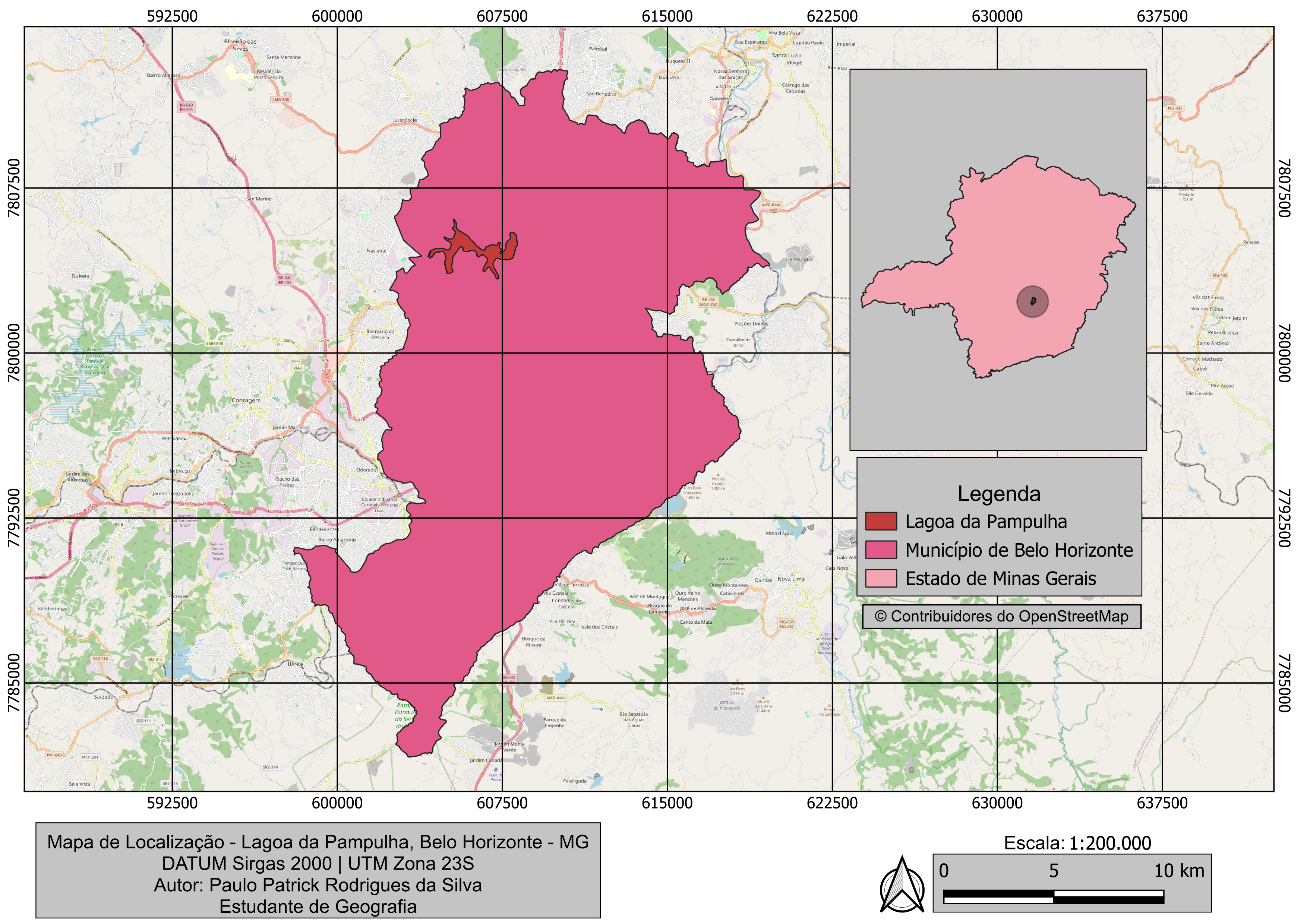 Mapa de localização da Lagoa da Pampulha